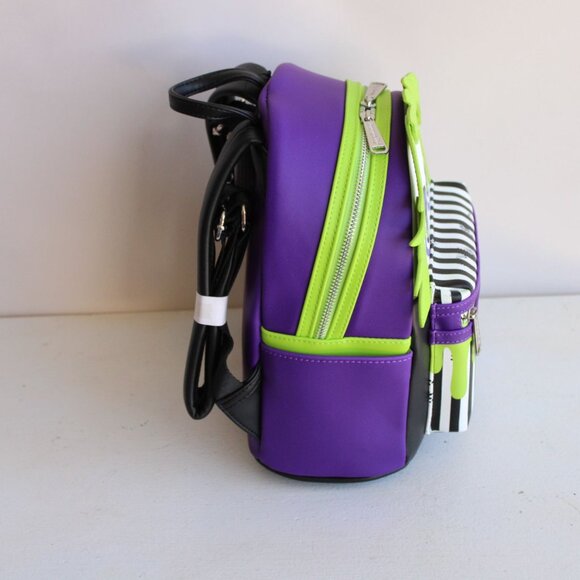 Loungefly Beetlejuice Backpack, New With Tags, Green and Purple, Pockets main image 8
